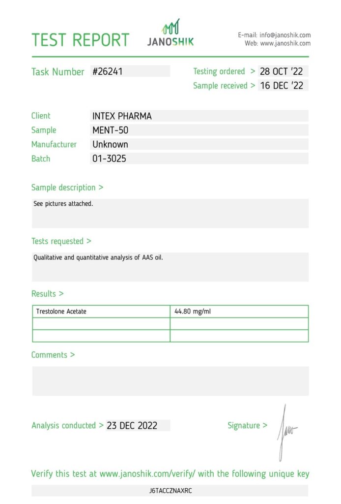 Intex Pharma Trestolone Acetate 50mg/ml (MENT 50) - Image 2